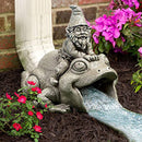 APC Goods Cute Playful Gnome Riding Frong Donspout Outdoor Extension Decoration - Brand New