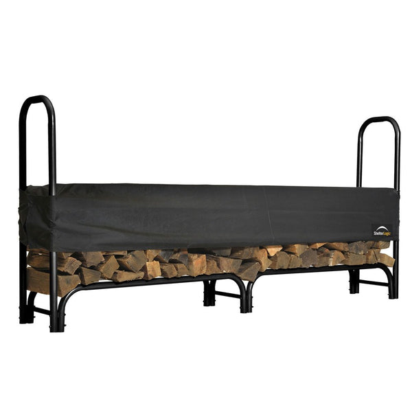 SHELTERLOGIC 8' ADJUSTABLE HEAVY DUTY OUTDOOR FIREWOOD RACK 90402 - Black - Like New