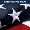 PREREENOO AMERICAN FLAG, 3FT BY 5FT, PREMIUM EMBROIDERED STARS, RED/WHITE/BLUE - Brand New