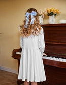 ARSHINER GIRLS LONG SLEEVE STRETCHY A LINE TWIRLY DRESS SIZE 5T WHITE - Brand New