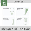 HUNTER DEMPSEY INDOOR CEILING FAN MODERN 4 BLADES 52 INCH MATTE BLACK - Brand New