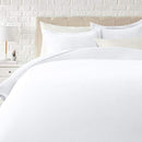 AMAZON BASICS LIGHTWEIGHT MICROFIBER 3 PIECE DUVET COVER SET FULL/QUEEN - WHITE - Brand New