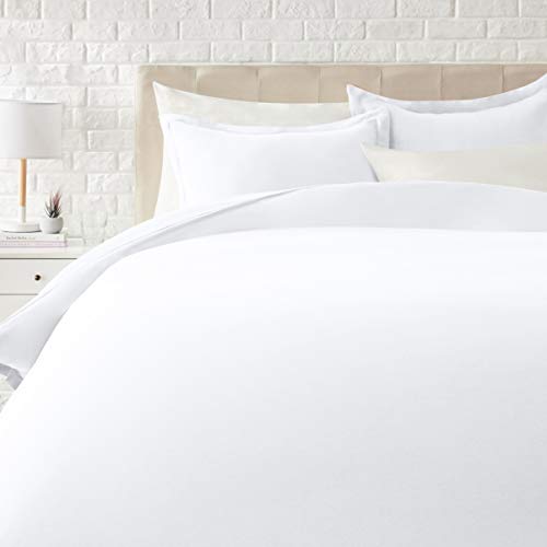 AMAZON BASICS LIGHTWEIGHT MICROFIBER 3 PIECE DUVET COVER SET FULL/QUEEN - WHITE - Like New