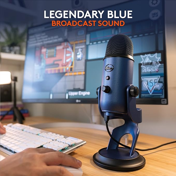Logitech Blue Yeti USB Microphone For Gaming Streaming Recording Midnight Blue Like New