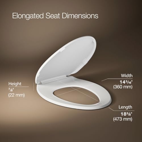 KOHLER K-20110-0 BREVIA ELONGATED TOILET SEAT WITH GRIP-TIGHT BUMPERS - WHITE - Brand New