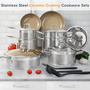 DuxTop 17PC Stainless Steel Professional Cookware Set SSCC-17PC - Brown - Like New