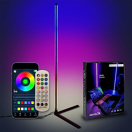 JARVIS3K SMART DOUBLE SIDED LED CORNER FLOOR LAMP RGB 16 Colors Music Sync BLACK - Like New
