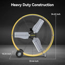VINICAYA 30 INCH HIGH VELOCITY FLOOR FAN, 3-SPEED HEAVY DUTY - BLACK/YELLOW - Like New