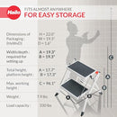 Hailo MK60 Mini Steel Step Stool - Two Large Anti-Slip Steps, 330 lb Capacity - Like New