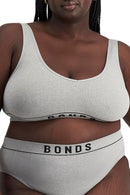 BONDS WOMEN'S SEAMLESS STRETCH RIB BRALETTE WITH V-NECK - SIZE: 2XL - GRAY MARLE - Brand New