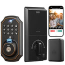 YHV KEYLESS ENTRY DOOR LOCK CAMERA FINGERPRINT SMART LOCK APP REMOTE - BLACK - Brand New