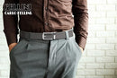 CARLO FELLINI GENUINE LEATHER RATCHET BELT, 28"-52" - GRAY BELT / SILVER BUCKLE - Like New