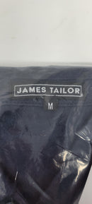 JAMES TAILOR MEN'S SHORT SLEEVE KNIT BUTTON DOWN SHIRT - SIZE: MEN M - NAVY - Brand New