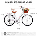 QARSWA 24/26 Inch Women's Beach Cruiser Step-Through Bicycle C-100 - WHITE - Like New
