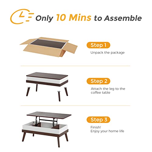 BIDISO LIFT TOP COFFEE TABLE EASY-TO-ASSEMBLY CENTER TABLE - Espresso - Like New