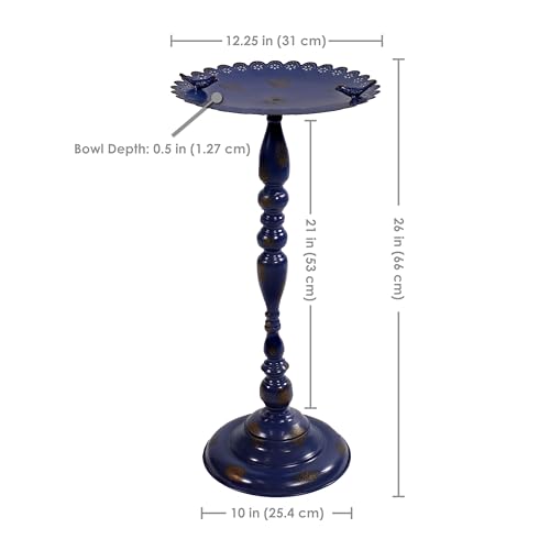 Sunnydaze Feathered Friends Iron Pedestal Bird Feeder - Blue - 26" H - Like New