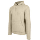 BLUE ICE MEN'S WAFFLE KNIT THERMAL HENLEY PULLOVER HOODIE, SIZE S - NATURAL - Brand New