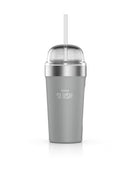 NINJA SLUSHI INSULATED BUBBLE CUP WITH LID & STRAW – GRAY - Like New