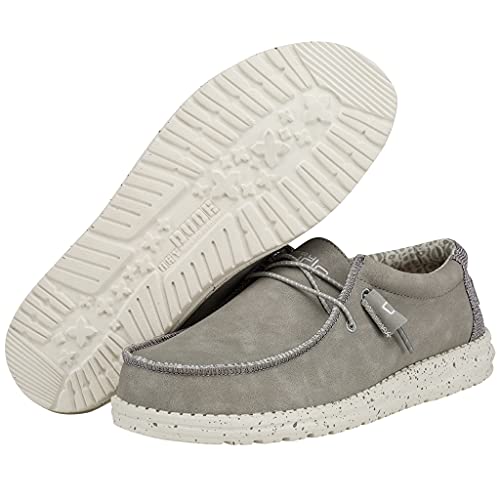 150203923 HEY DUDE MEN'S RECYCLED LEATHER LACE UP LOAFERS SILVERBIRCH SIZE 10 - Like New