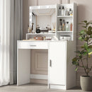 VANITY DESK SQUARE MIRROR LAMP WOODEN STORAGE MAKEUP VANITY - WHITE - Like New