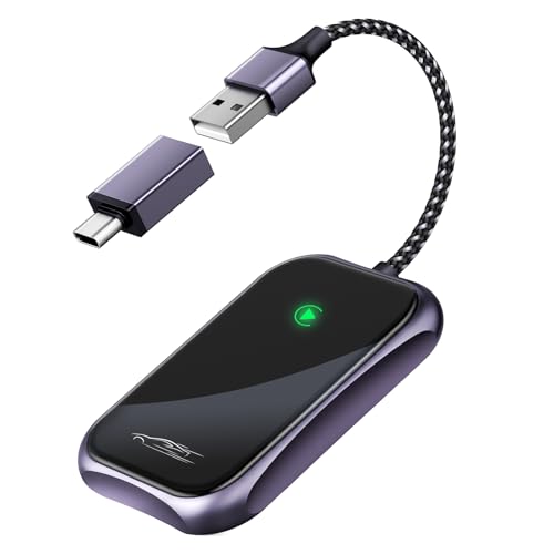 TKASIO WIRELESS CARPLAY ADAPTER 2024 UPGRADE CONVERTS WIRED WIRELESS - BLACK - Like New