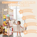 TOPHDY STUFFED ANIMAL STORAGE ORGANIZER, LARGE WOODEN ZOO TOY HOLDER - NATURAL - Like New