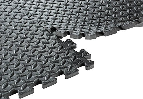 SIVAN HEALTH FITNESS PUZZLE EXERCISE MAT EVA FOAM INTERLOCKING TILES - BLACK - Like New