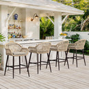 COZYMAN OUTDOOR BAR STOOLS SET OF 2, 26.8" H RATTAN OUTDOOR COUNTER - BLACK - Like New