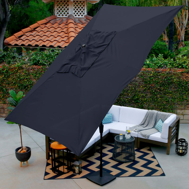 ASTELLA 101" SOLID PRINT RECTANGLE MARKET PATIO UMBRELLA-10FTX6FT - NAVY BLUE - Like New