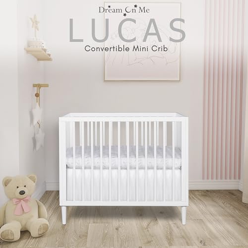 Dream On Me Lucas Mini Modern Crib with Rounded Spindles 39x25.5x33 White - Like New