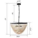 TOCHIC Wood Bead Chandelier Light Fixtures Ceiling Hanging Pendant 20.8" Dia - Brand New
