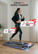 LIYLOU WALKING PAD TREADMILL, PORTABLE, 2.5 HP, 15" X 35.4" RUNNING - BLACK - Like New