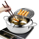KERILYN DEEP FRYER POT 9.4”/3.4L TEMPURA FRYING POT W/LID 304 STAINLESS STEEL - Like New