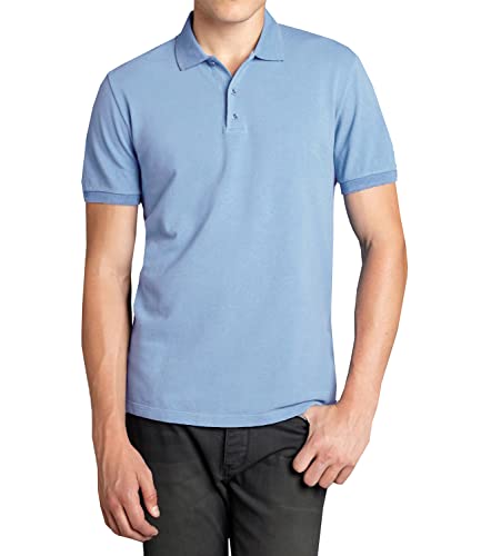 GALAXY BY HARVIC MENS POLO PIQUE SHIRT SIZE LARGE - LIGHT BLUE - Brand New