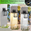 BESLOWE SOLAR WALL LIGHTS OUTDOOR ALUMINUM DUSK 3000K 5000K 2 PACK - BLACK - Like New