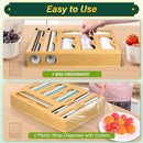 KOCWELL Bag Organizer Plastic Wrap Dispenser Cutter 6 In 1 Bamboo Foil - Yellow Like New