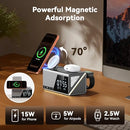 4URPC 6-IN-1 ALARM CLOCK WIRELESS CHARGING APPLE DEVICES - GRAY/BLACK - Like New