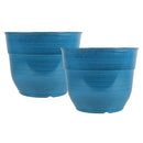 Garden Elements Indoor/Outdoor Glazed Brushed Happy Plastic Planter, 15" 2Pcs - Brand New