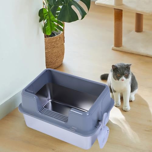FOCKETY STAINLESS STEEL LARGE CAT LITTER BOX, 20L CAPACITY - GRAY - Like New