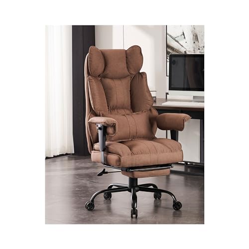 EFOMAO Fabric Office Chair, Big and Tall Chair 400 lb Weight Capacity - Brown - Like New