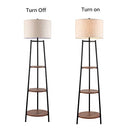 ROSEN GARDEN Floor Lamp Standing Light Shelves Fabric Shade B08RD1Z6D6 - Black - Brand New