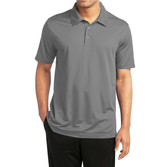 KICK START GEAR GALAXY BY HARVIC MEN'S DRY FIT POLO SHIRT SIZE: L - HEATHER GRAY - Brand New