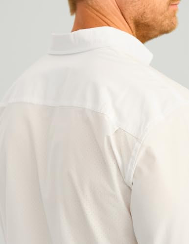 HUK MENS NEXT LEVEL SOLID LONG SLEEVE FISHING BUTTON DOWN SHIRT - SIZE L - WHITE - Brand New