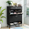 AWQM SHOE CABINET, IMPROVED FREE STANDING SHOE STORAGE CABINET - BLACK - Like New
