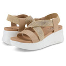 DAISY FUENTES WOMEN'S WEDGE SANDALS FRILL, SIZES 6-10, SIZE 7, LATTE - Like New
