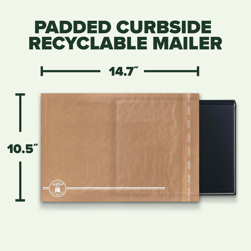SCOTCH® PADDED MAILERS, SIZE 5, 10-1/2" X 14-3/4", KRAFT, PACK OF 25 MAILERS - Brand New