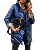 Cnkwei Quilted Lightweight Jackets Metallic Shiny Winter Coat Size: Small - Blue - Brand New