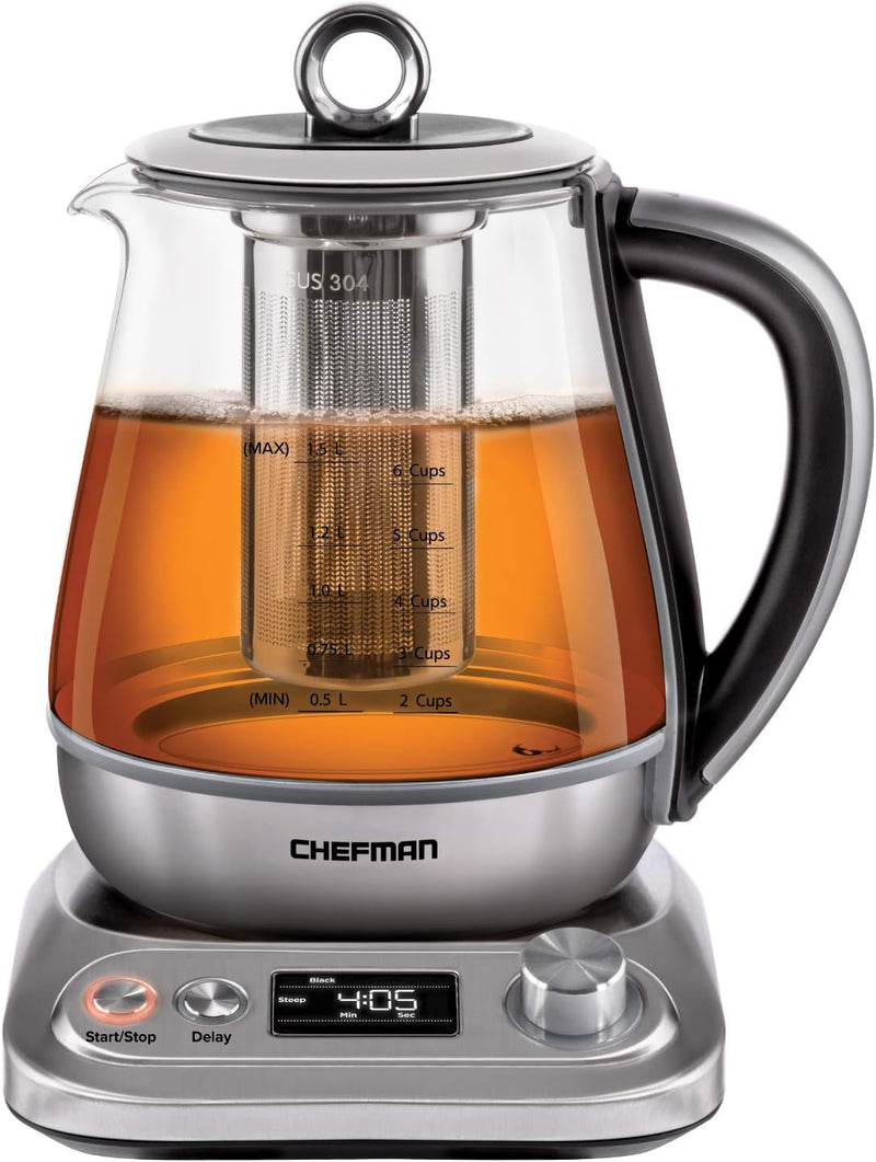 Chefman Digital Electric Glass Kettle 6+ Cup Capacity, 1.5 Liter - Team Infuser Like New