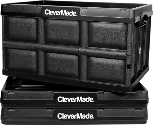 CLEVERMADE LEVERMADE COLLAPSIBLE STORAGE BIN 3PK 32L 8 GAL STACKABLE - OBSIDIAN - Like New