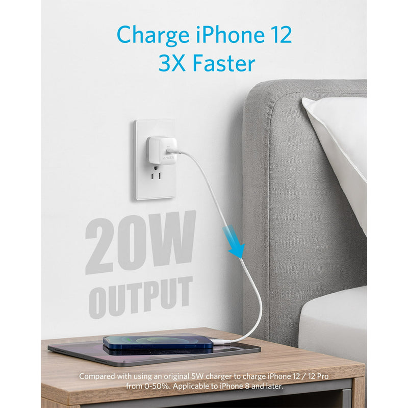 ANKER POWERPORT III 20W USB-C WALL CHARGER COMPACT FAST CHARGER - WHITE - Brand New